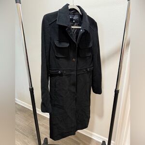 Reaction Kenneth Cole Black Wool Blend Women’s Knee Length Coat Size 10-Preowned